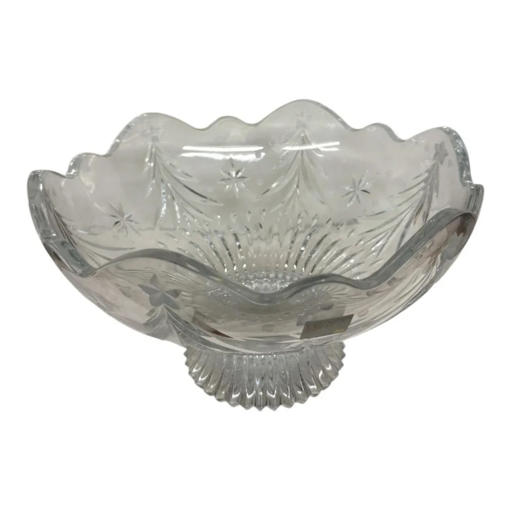 Celebrations by Mikasa Crystal Glass Bowl Footed Christmas Night  Collection 10